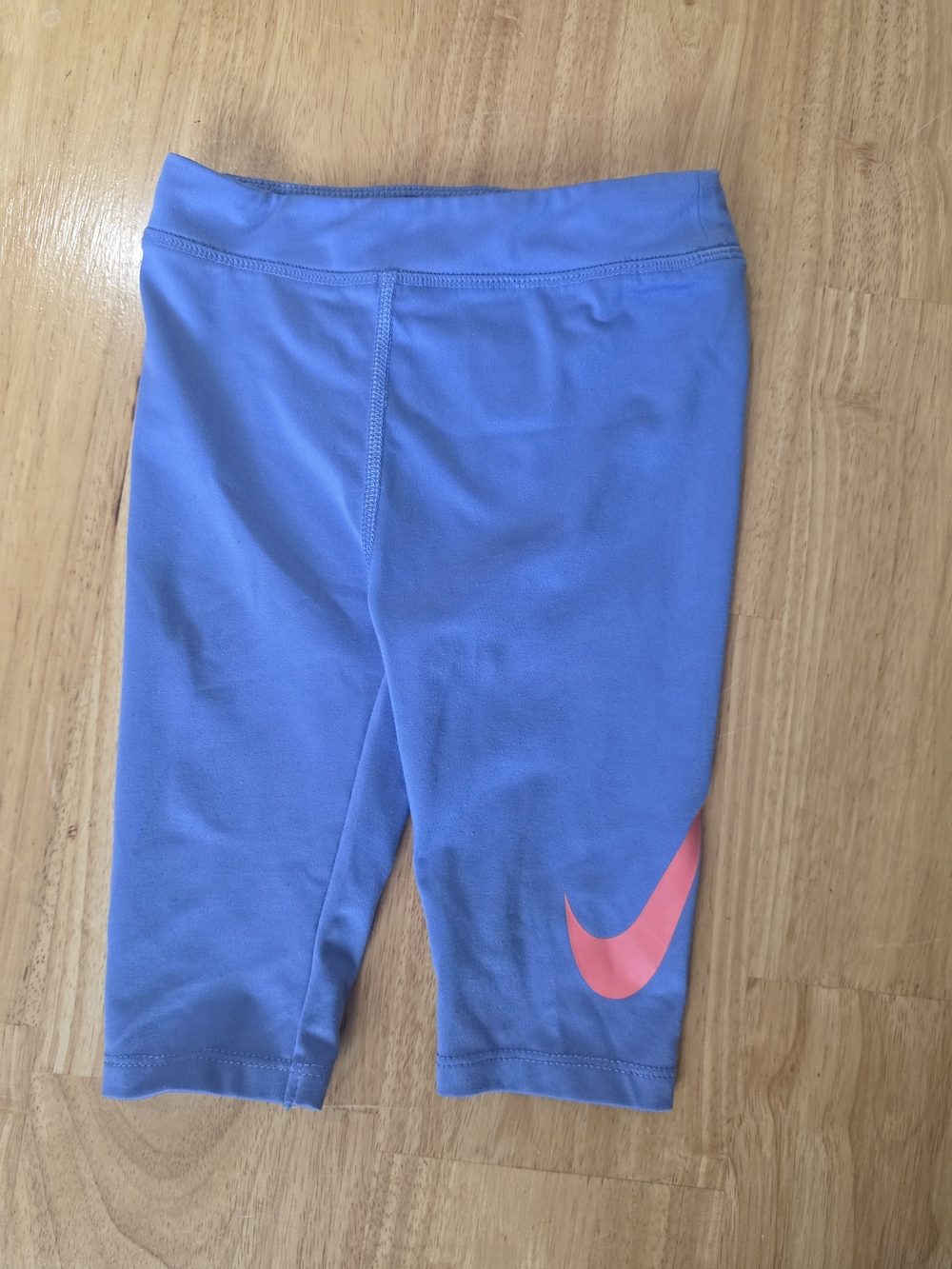 Nike Girls' Blue Leggings with Pink Swoosh